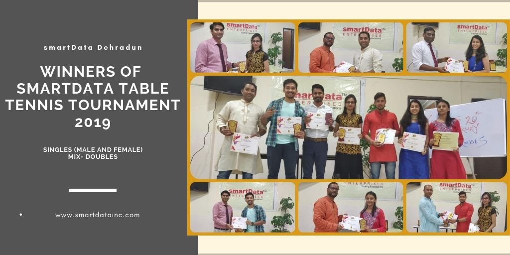 sdeievent's tweet image. Playing keeps a mind rejuvenated. #smartDataTableTennisTournament winners awarded at #Dehradun facility on the occasion of our #20thWorkAnniversary. Many #CongratulationssmarTian&apos;s.  #WorkHardPlayHarder #CFG #fitness #PauseForFun