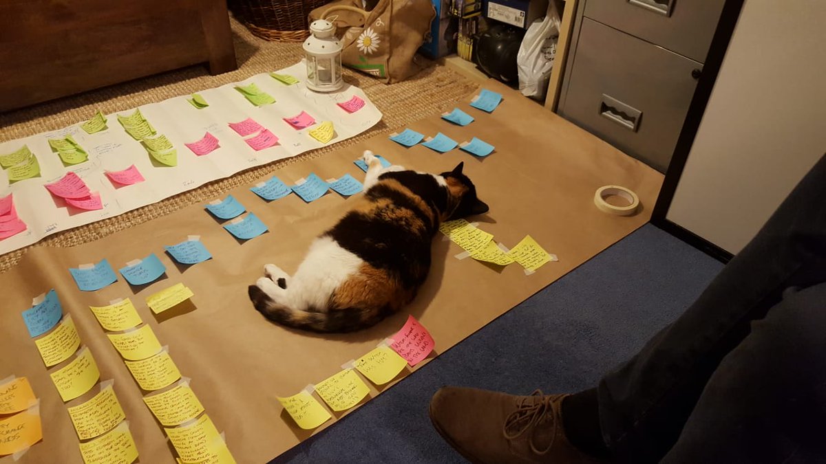 Si_Brewis's tweet image. Today @dickbonham and I are hard at work polishing off storyboards for the new show. Someone else is not hard at work.
