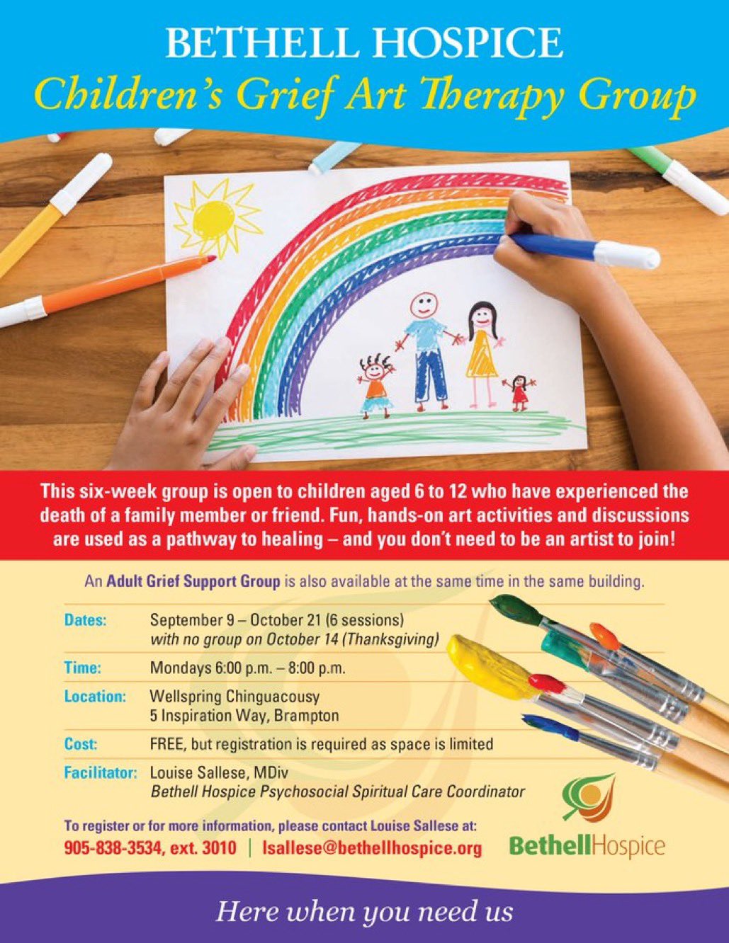 Bethellhospice V Twitter Children S Art Therapy Grief Group Begins Sept 9 For Six Weeks Thanks To The Generosity Of Our Donors Registration Is At No Cost To Participants But Space Is Limited