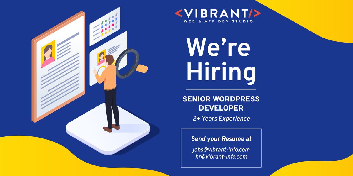 vibrantin's tweet image. Hi All....!
We have immediate openings for #SeniorWordPressDeveloper
Location: Bangalore (HSR Layout)
Experience: 2 - 6 years
Interested candidates, please share resume to
jobs@vibrant-info.com || hr@vibrant-info.com
Name: Rekha
Contact Number: 08041600707