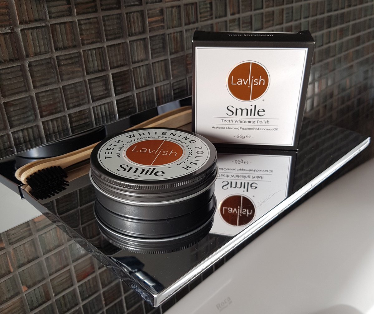 LaviishUK's tweet photo. Make Laviish Smile your bathroom essential. 

100% Natural, Non Abrasive, Clinically Proven Teeth Whitening, for five shades whiter in 14 days 🙌 

https://t.co/KXzGveYL6N

#ecofriendly #noplastic #teethwhitening #dentalcare #whiteteeth #charcoalteethwhitening #beauty https://t.co/l5v7feUlRK