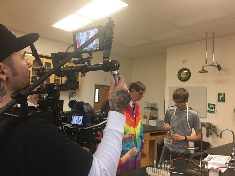 Information Matrix TV hosted by Laurence Fishburne is on location in school classrooms all over the country once again.  This time we're visiting a science class, labs, beakers, and things that sizzle. Make sure to always wear your eye protection.