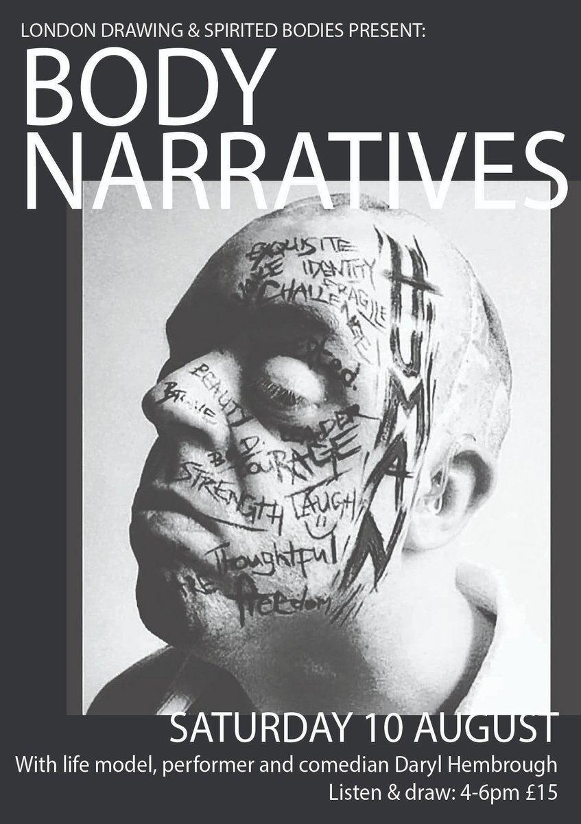 LondonDrawing's tweet photo. #BodyNarratives
A life & a Life Model- come listen & draw!
In collaboration with @spiritedbodies
with performer @DarylHembrough
Sat 10 August
4-6pm
£15
@vaultytowers
https://t.co/bX2MJxMbFs
#lifedrawing supported by @thamesandhudson @thevaultsuk https://t.co/sWVHTR5Hs4