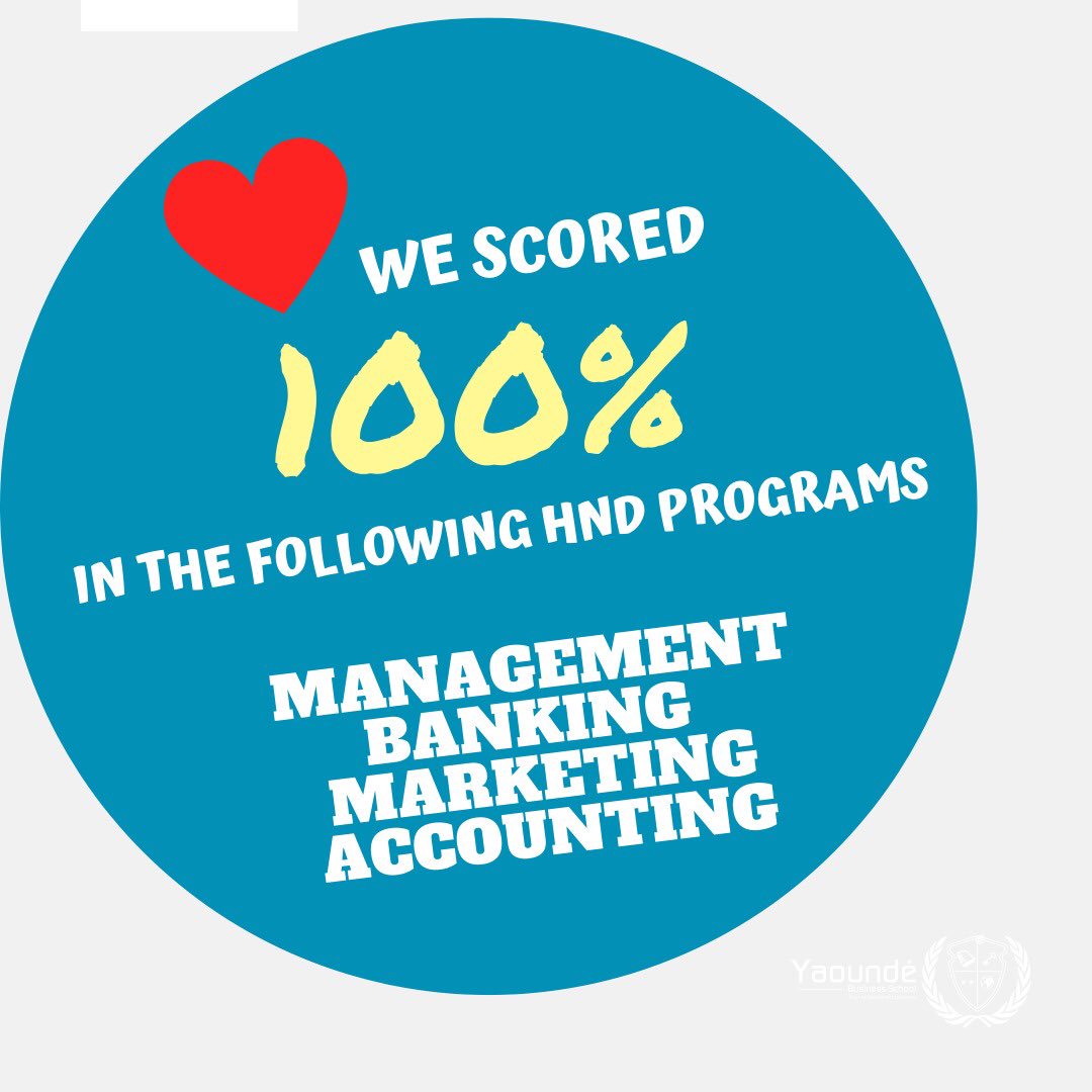 YBS_Cameroon's tweet photo. Congratulations to all successful HND candidates and most especially to all Yaounde Business School candidates who produced a wonderful performance. 

We are so proud of you.

No words can better express our appreciation for your results.

Appreciations !!!

Administration https://t.co/KAOX97XmGr