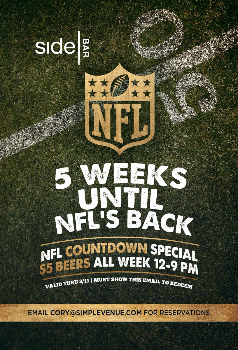 Only 5 weeks to go until NFL's back! Our new special for the week: $5 beers! 🏈 🏈 🏈
