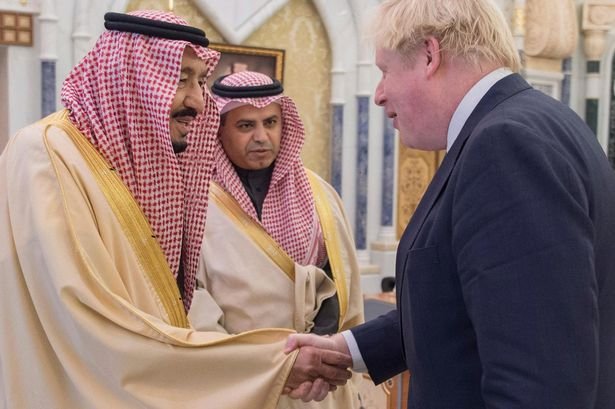 Since <a href="/BorisJohnson/">Boris Johnson</a> became MP, he has approved £1.2 billion arms sales to Saudi Arabia for their Yemen war.

It was also revealed that Lynton Crosby, Johnson ally’s firm ran a Facebook propaganda network to promote Saudi content. 

Boris' new motto is #MakeSaudiArabiaGreatAgain