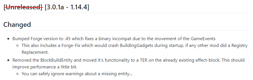 Direwolf20's tweet photo. Theres a new version of #BuildingGadgets over at Curseforge. V3.0.1 - https://t.co/Oilv0OnKax

Note that you'll get a warning about a missing entity when you load your world for the first time, you can ignore that :) https://t.co/umKrFHj9Mn
