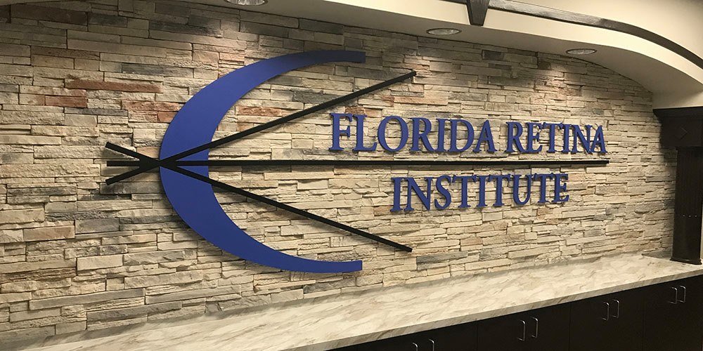 AlphaGraphicsLM's tweet image. The Challenge: Design and install a dimensional logo sign on a stack-stone wall for Florida Retina Institute. Mission accomplished! #signage #signs