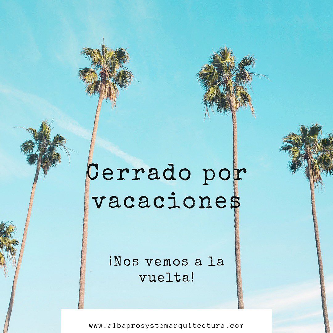aluminiosbcn's tweet photo. Os recordamos que, con motivo de las vacaciones de verano, permaneceremos cerrados del 07/08/2019 al 28/08/2019.

FELICES VACACIONES! Y sobre todo, con este calor, no olvidéis refrescaros. 📵👋🏻🌴☀️ https://t.co/c8Ab2v9CDZ