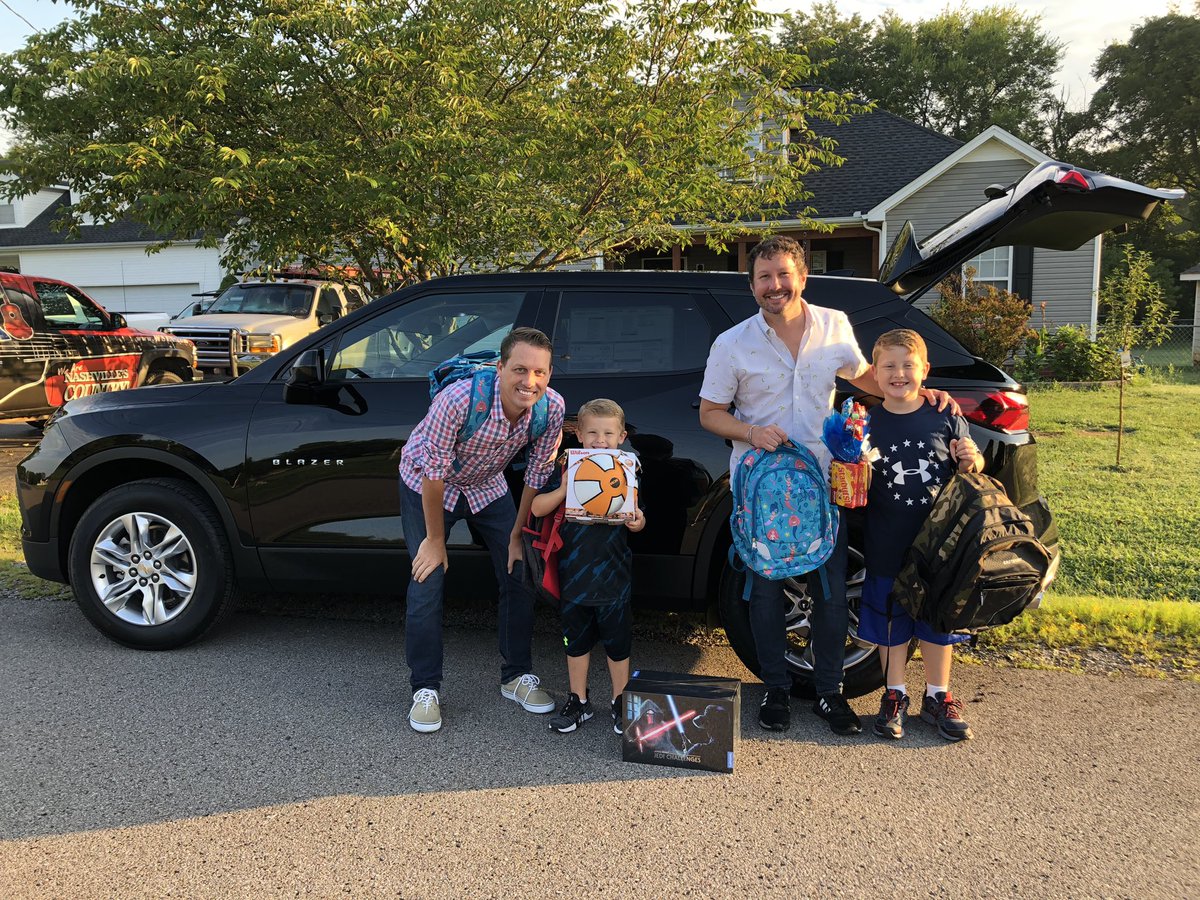 TigeAndDaniel's tweet photo. So much fun with our 1st Class winners Jacob &amp; Joshua!  Sweet ride from @GMMurfreesboro to @BESboro Off to school! https://t.co/wxZLlgUlJh