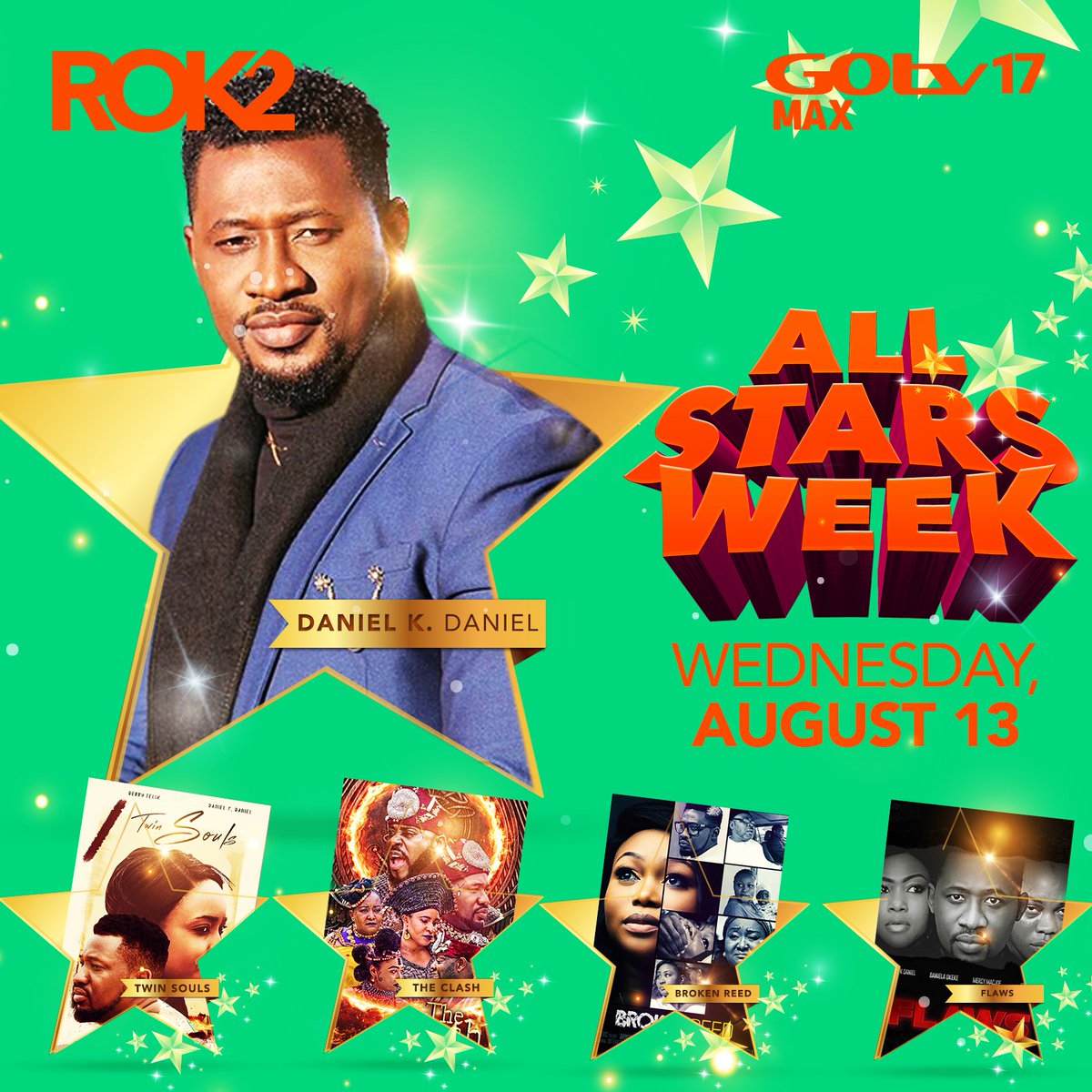 ROK_TWO's tweet photo. ROK 2 is always in the business of delivering magic and that's what we will be doing on Wednesday, August 14.
Delivering magic with @RealDanielDKD on ROK 2-GOtv 17 and DStv169!!!
Get ready for All stars week!!!!
#rok #rok2 #roknroll #rokallstarsweek #AllStarsWeek #DanielKDaniel https://t.co/GUiCJuk7Kh