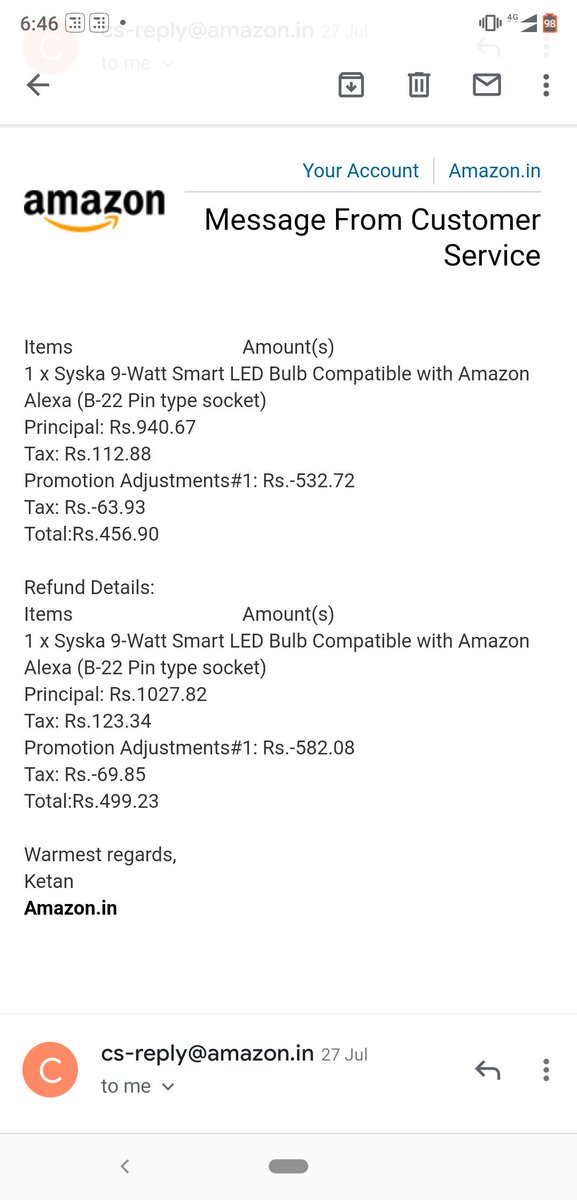 utsav0201's tweet photo. Beware while going for the Next Amazon India Sale
@amazon @amazonIN @JeffBezos @AmazonHelp Amazon india is making fraud with customers.Please make sure  when you place order in Sale,They will give you defected product &amp; they won't refund you on returning what you paid &amp; committed https://t.co/FzncXsup41