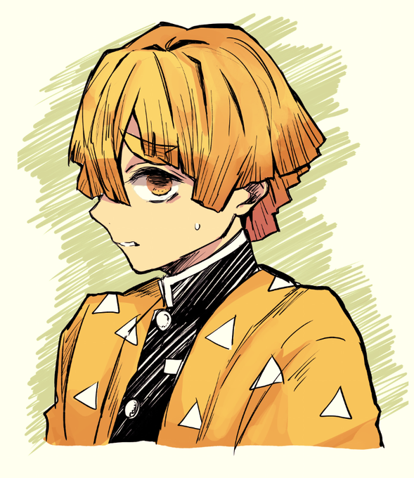 🌸茶倉あい（SAKURA_AI）さんがTwitterに投稿した我妻善逸(鬼滅の刃)のイラスト。