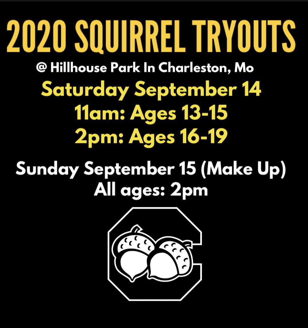 Nuts__Baseball's tweet photo. Upcoming Squirrel Tryouts.  Please share. https://t.co/L4BqgDVAmc