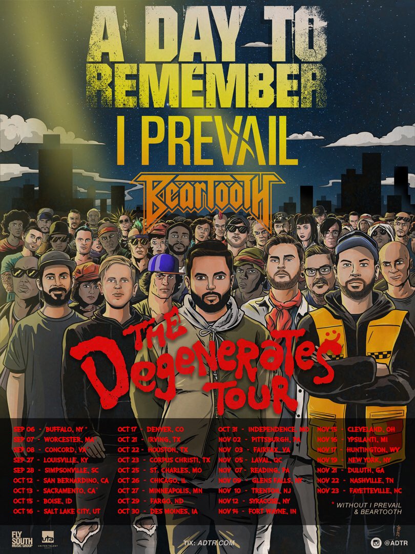 IPrevailBand's tweet photo. We’re going on tour with @adtr! Stoked to join them and @beartoothband on The Degenerates Tour this fall.

Tag your friends and spread the word. Tickets on sale Friday/10am 🎟 https://t.co/F6g8K9ATvO