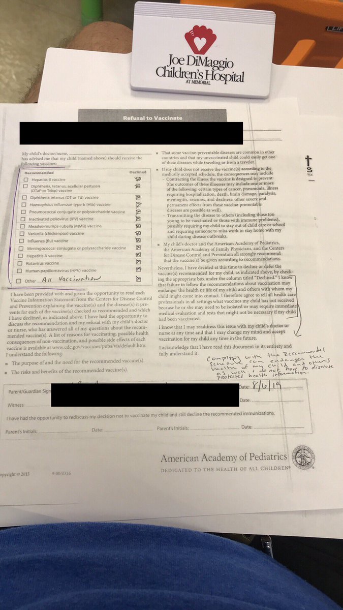 nurse4kids2's tweet photo. Just editing the #AAP #vaccine refusal form for my #earlyterm baby. #science it isn’t settled #doubleblindstudies #clinicaltrials #inertplacebos #TruthHurts #mybodymychoice https://t.co/t7JfQtCsNX