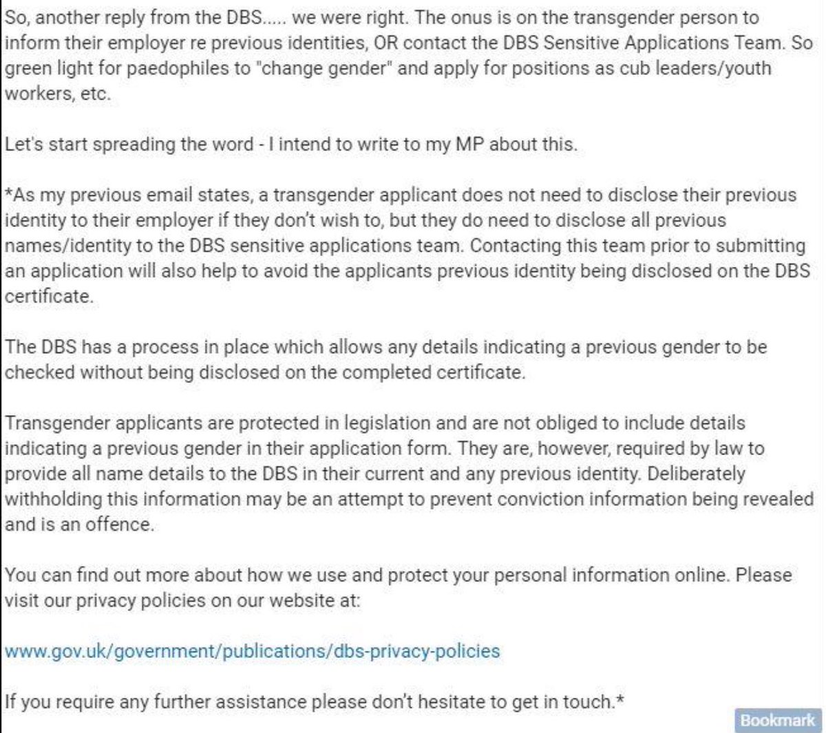 STILLTish's tweet photo. Update from the mumsnetter. Seems there is a *loophole*. #CantAsk so reliant on the potential employee to disclose previous status. Any journalists looking at this? @SoniaPoulton ? #Safeguarding. https://t.co/3cSa9WH877