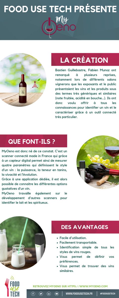 🚀 Meet <a href="/My_Oeno/">MyOeno</a> ! Un scanner connecté qui permet de mesurer certains paramètres du vin grâce à un capteur digital. #FoodUseTech vous permet de rencontrer l’équipe et de découvrir leur produit les 19 et 20 septembre prochains. 

Billetterie : foodusetech.fr/fr/billetterie

#FoodTech