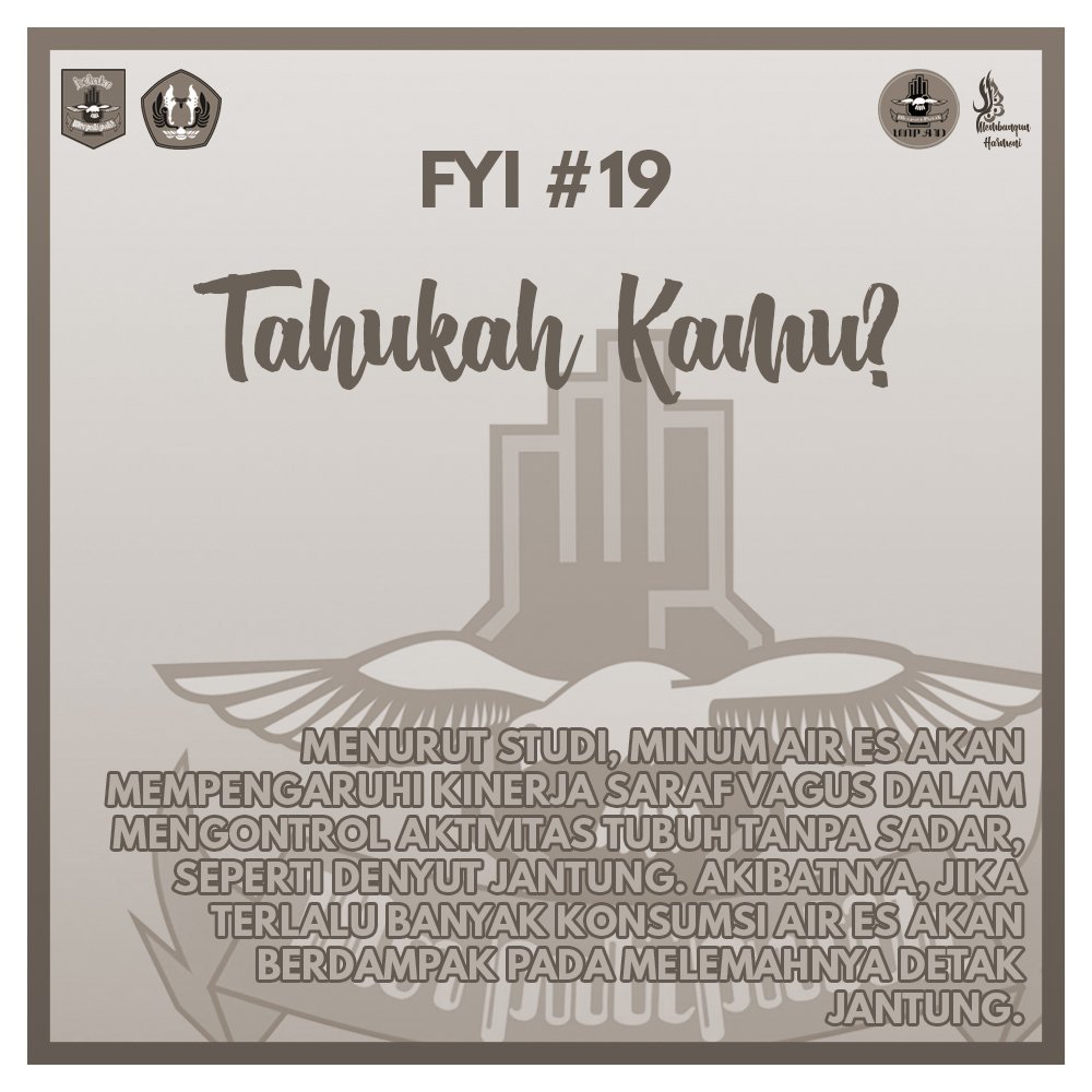MP_unpad's tweet photo. [FYI #19]

Halo mas mba!
Tahu ngga sih apa akibat dari minum air es?? 🤔

Yang belum tahu, cek infonya di atas yaaa 😊

#MembangunHarmoni
Merpati Putih Unpad 2019
Kabinet Harmoni

#KabinetHarmoni #MPUnpad #MerpatiPutih #SilatMP #PencakSilat #SilatIndonesia https://t.co/66MRSSzuFX