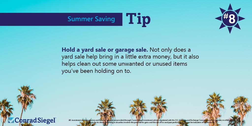 ConradSiegelAct's tweet image. Are you holding on to unwanted items, collecting dust in your basement? Hold a garage sale and put away that extra cash! How are you #SavingForSummer?