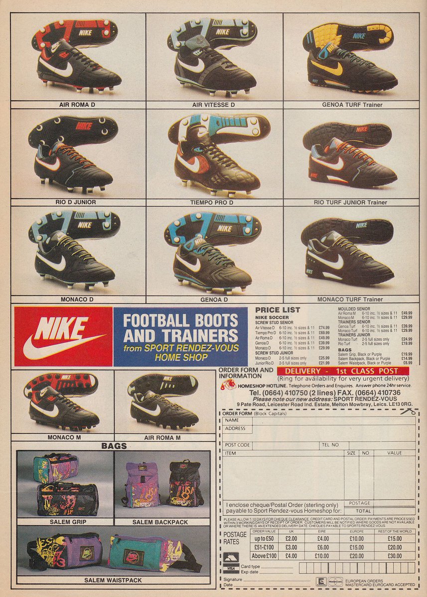 nike air football boots 1990's