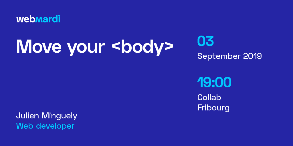 webmardi's tweet photo. Join us on September 3rd @ColabFribourg in #Fribourg at 19:00 for a funny talk about #web #animation🕺🏻Julien Minguely, artist and #developer will share the do’s and don’ts.
On the menu: talk,quiz, prizes &amp; cold beers 🤩 
Book your seat 👉🏻 https://t.co/w8TEQSRxNO https://t.co/X08vAnhNHP