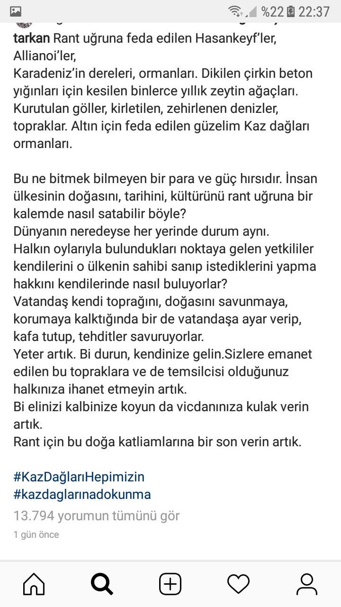 ____gul___'s tweet photo. #Kazdağınadokunma #KazdağlarıHepimizin @tarkan 🙏🙇‍♀️👏 https://t.co/zlGYUlEM6P
