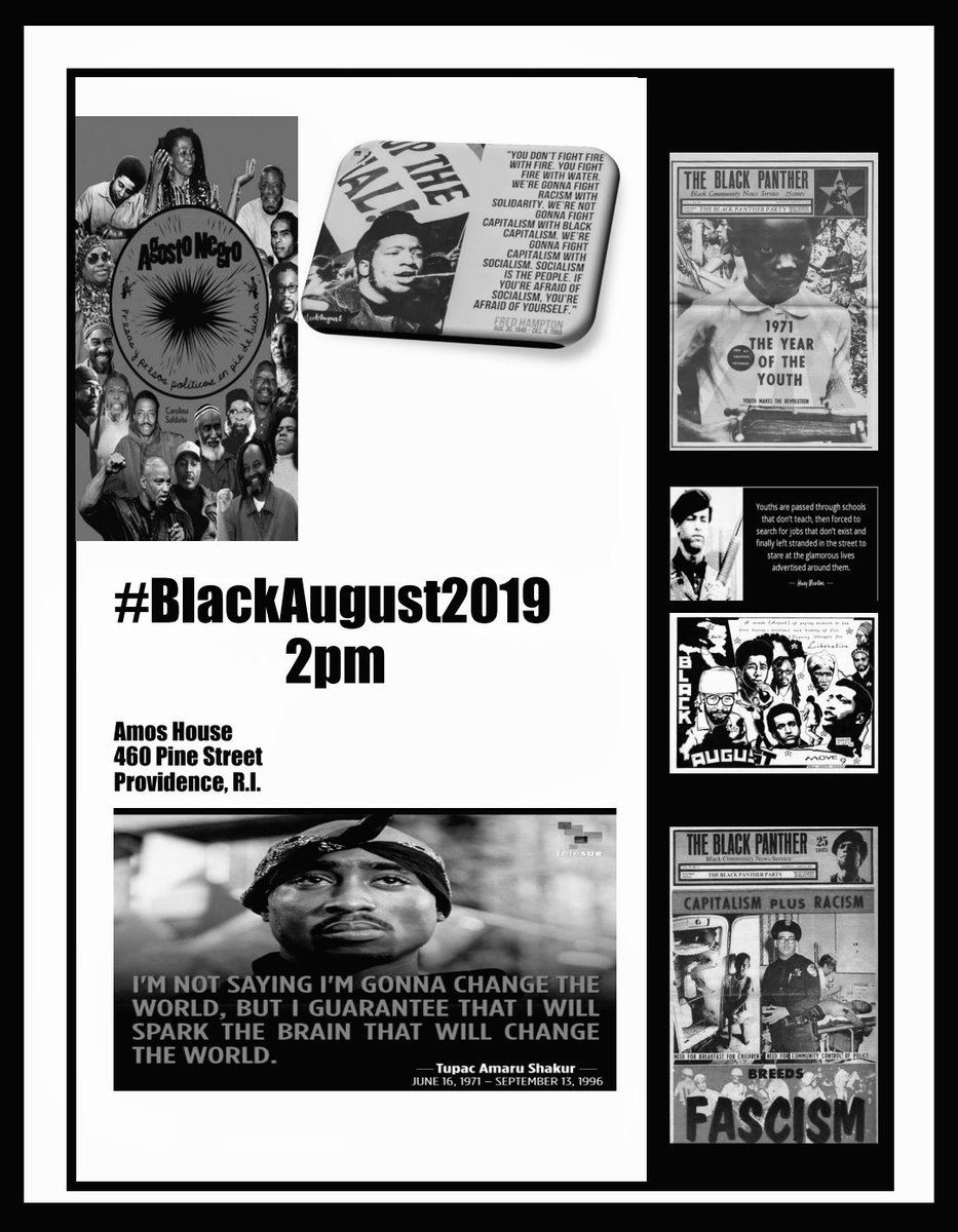 Global_Sisterz's tweet image. #TimeFULL Archives✊🏾

Listen : Study : Observe : Engage : Advance the Struggle for LIBERATION🤜🏾✊🏾

#BlackAugust #FreeAllPoliticalPrisoners

Behind the Wall (Providence, R.I.) extends SOLIDARITY &amp;amp; invites YOU to join #BlackAugust gatherings all across the U.S. &amp;amp; Globally-UHURU👊🏾