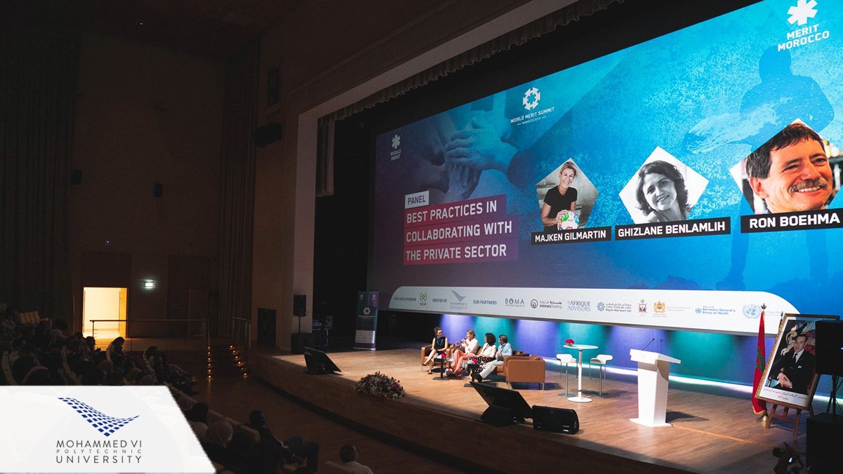 UM6P_officiel's tweet photo. #TB to the 1st day of «#WorldMeritSummit 2019» that holds its 2nd edition at #UM6P.
450 young activists, from around the globe, were here to learn, share &amp; work together to develop a strategy for significant impact framed by the UN Sustainable Development Goals for 2030’s agenda. https://t.co/ReQtfXyPIf