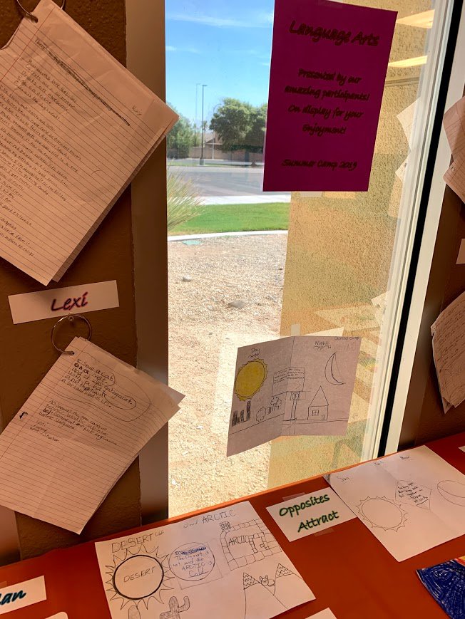 ClarkCountyPark's tweet photo. The Helen Meyer Visual and Language Arts Gallery exists solely due to the creativity of the Day Camp youth. The skills put into it were cultivated while in our specialty camps throughout summer. Big shoutout to all of our incredible instructors and team! #themeyer #summerdaycamp https://t.co/wyr4SWoGuG