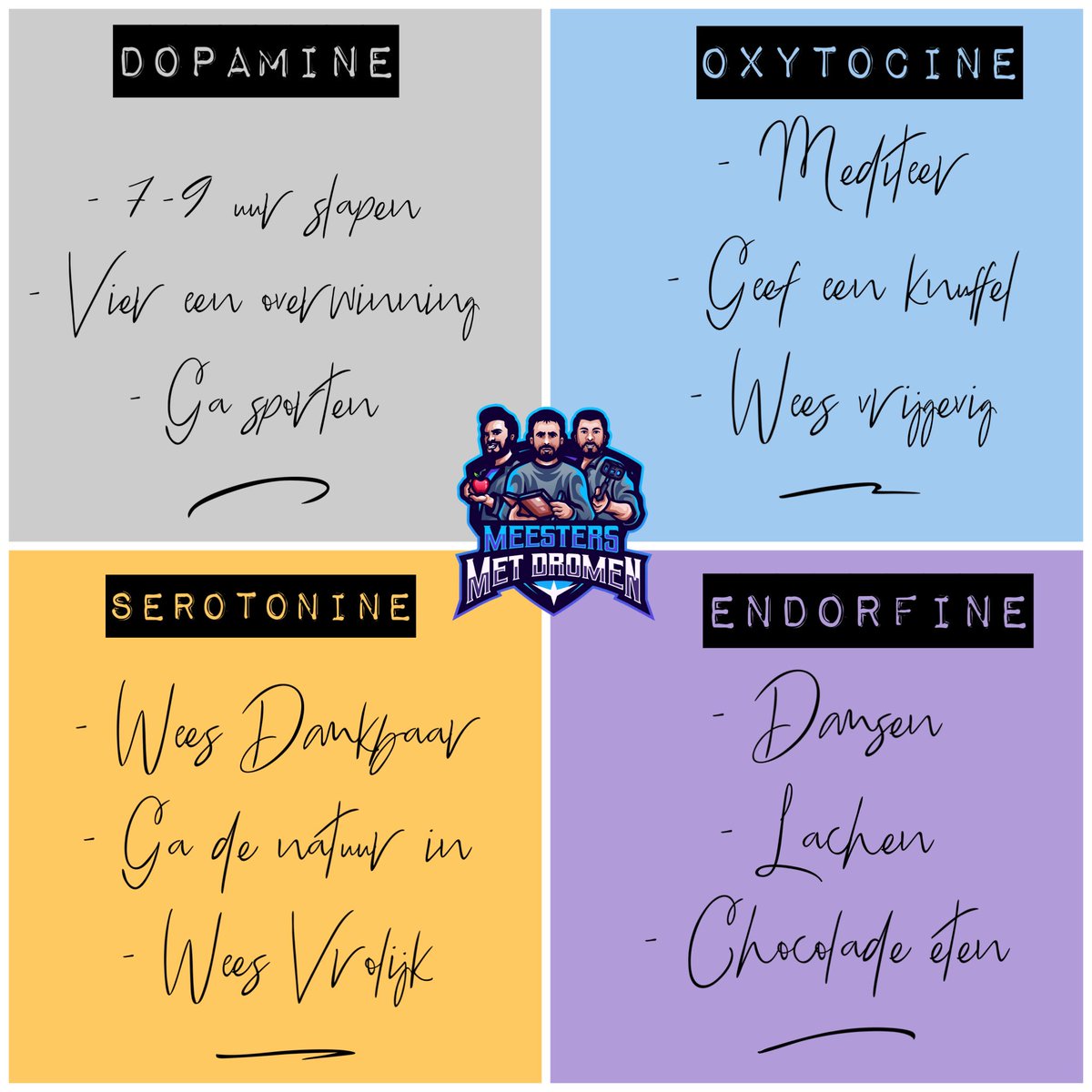Op een natuurlijke manier de stoffen van #geluk stimuleren doe je zo!
#MeestersMetDromen #onderwijs