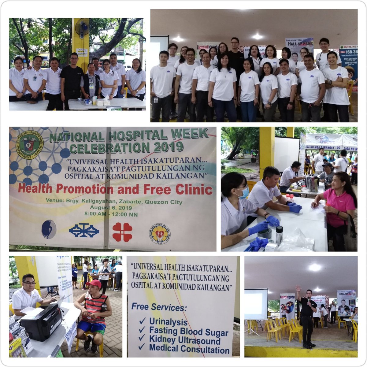 2020NKM's tweet photo. Part of the 2019 National Hospital Week Celebration is the Health Promotion and Free Clinic https://t.co/Y0CXqSVgpy, the Specialty Hospital Cluster which consists of LCP, Phil. Children's Medical Center and NKTI, served more than 200 residents of Brgy Kaligayahan, Zabarte,Q.C. https://t.co/AJfb2VQzV5