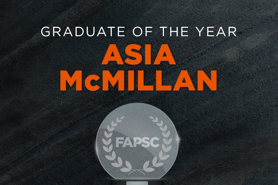 FullSail's tweet image. Congratulations to Asia McMillan, 2018 graduate of the Sports Marketing &amp;amp; Media Bachelor of Science degree program, for being named Graduate of the Year by the Florida Association of Postsecondary Schools &amp;amp; Colleges. 
#FAPSC #FullSail #FullSailAlumni #SportsMarketing