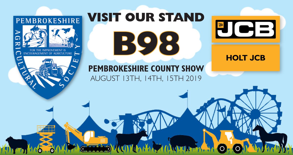holtjcb's tweet photo. One week to go! ๐ด๓ ง๓ ข๓ ท๓ ฌ๓ ณ๓ ฟ๐๐ช
Holt JCB will be attending the Pembrokeshire County Show this year from 13th until 15th August 2019, so pop along to stand B98 and check out the latest JCB machines ๐
#HoltJCB #JCB #SeeYouAtThePembsCountyShow #PembsShow #B98 https://t.co/brnRmRYnCH