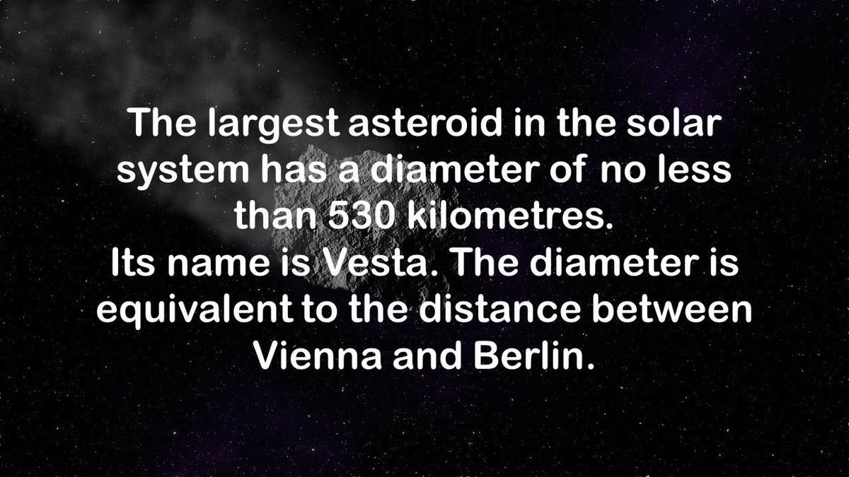 Wieblebub_Knowl's tweet photo. Interesting #fact: The largest known #asteroid has a diameter of 530 kilometers.
#KNOWLEDGE 🤔 https://t.co/2ZgWnrND0b