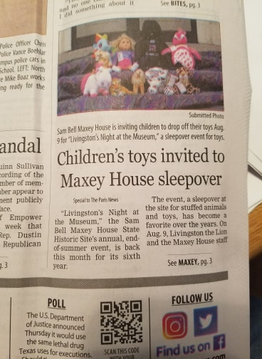 sbmaxeyhouse's tweet photo. WE MADE THE FRONT PAGE! There are still some spots left for Livingston's Night at The Museum! Give us a call at 903-785-5716 to RSVP! 
#MaxeyHouse #SBMH #NightAtTheMuseum https://t.co/qvwvMs0QIf
