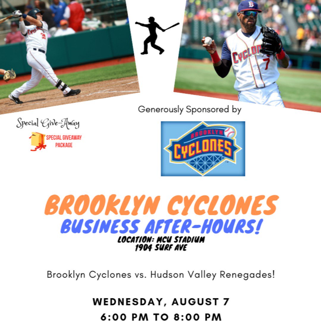 BrooklynChamber's tweet photo. Summer fun Business After Hours networking event Hosted by @BKCyclones! RSVP using this link:https://t.co/9sTdT2j25O
#Brooklynbaseball #BrooklynJefes #Businesslife #Businessmeeting #Coneyisland #MCUStadium #Summerbusiness #Workinglate https://t.co/ElO5vVJfYF