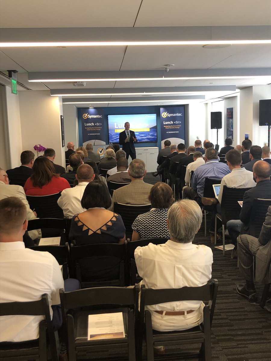 SymantecGov's tweet photo. .@Symantec’s VP of Federal @ctownsend70 is kicking off the program. Grab your seats and be sure to participate in today’s government #CloudSecurity conversation using the #CyberRedefined hashtag. https://t.co/QsRLZklacG