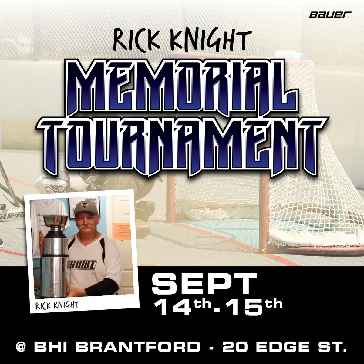 Rick Knight Memorial ball hockey tournament announced for September 14-15 at BHi Brantford.  Men's and Co-Ed teams - $495+HST/team.  Registration deadline - September 1.