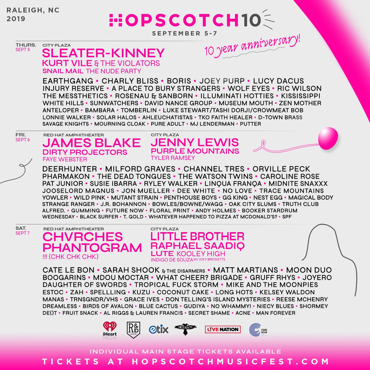 🥳 Our second wave of artists is now LIVE!! Schedule to come this Thursday, 8/8.

More details here: bit.ly/H10Wave2

🎟: bit.ly/Hopscotch10