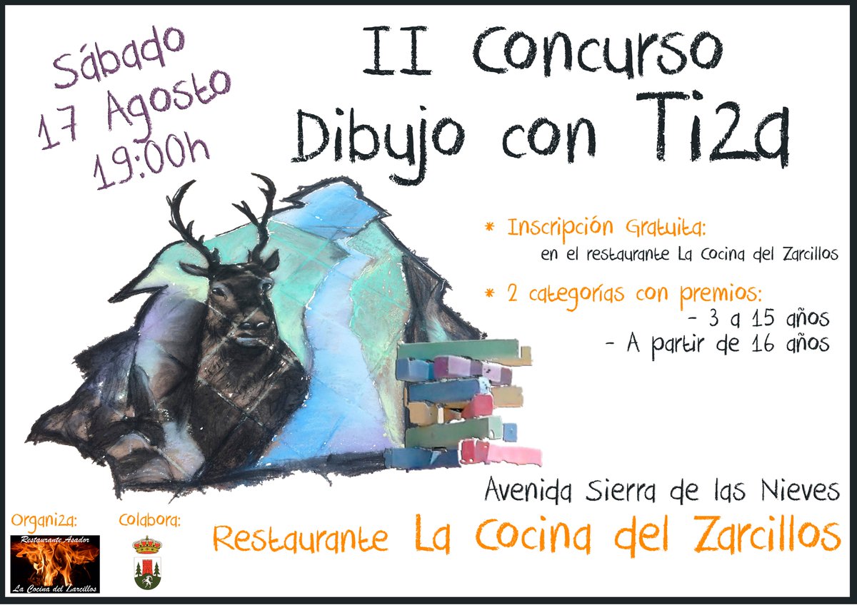 II Concurso de dibujo a Tiza. Anímate y participa el 17 de agosto. ¡Para toda la familia! Bases del concurso: facebook.com/La-Cocina-del-…