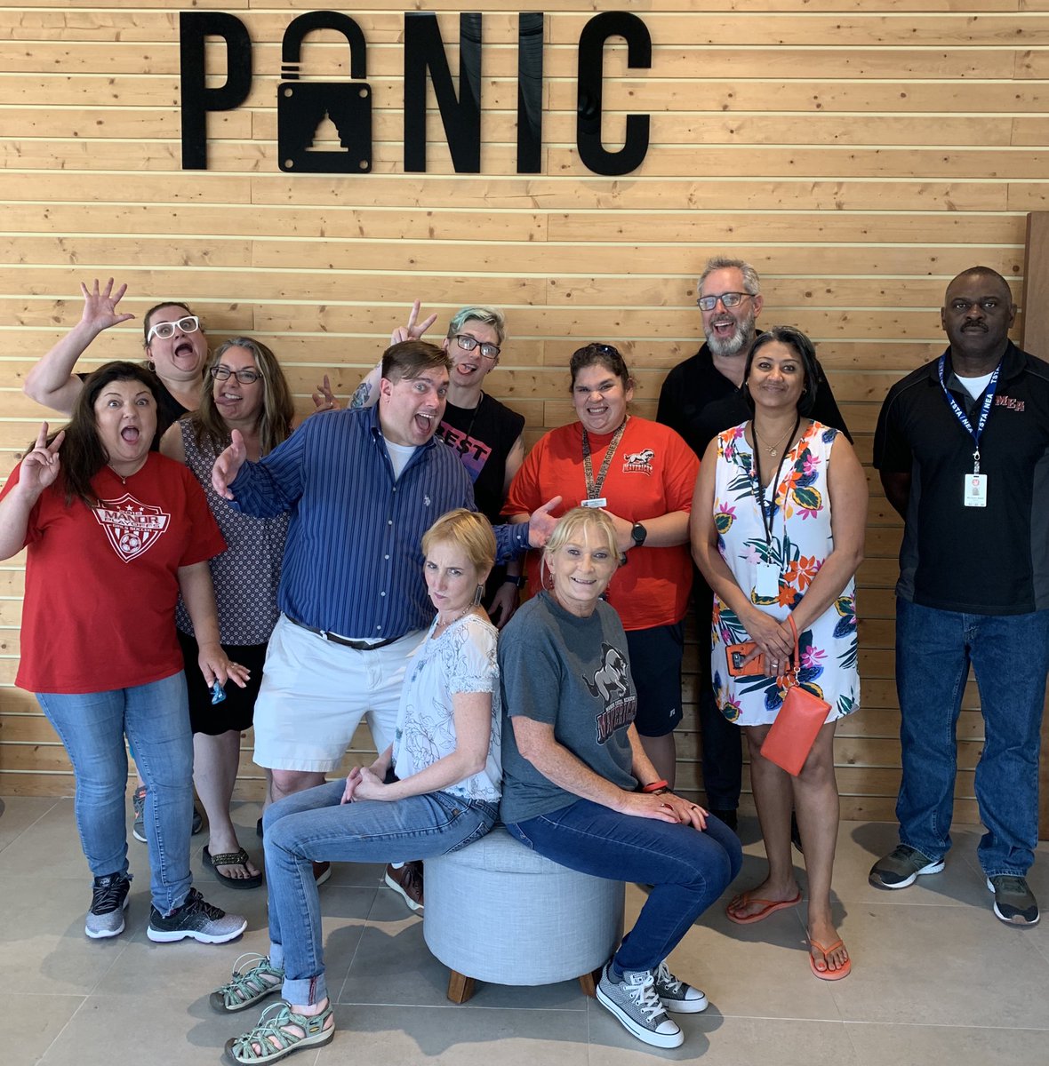 MEA_Mavericks's tweet photo. No Panic here... Is there a better way to start a school year than team-building at #ProjectPanic Escape Room? https://t.co/nTZD8VtZsh