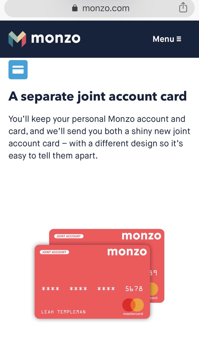D01661000's tweet photo. @monzo I wouldn’t call putting a small joint account in the corner a “different design” 😂 https://t.co/SrEVlrWpS5