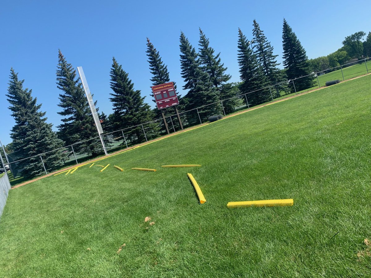 CobberSoftball's tweet photo. The #CobberSoftball field is getting a little cosmetic work before fall practices in September! #GoodbyeBluePads #WarpedFence #Hello #NewFencing https://t.co/cxGgYubDF0