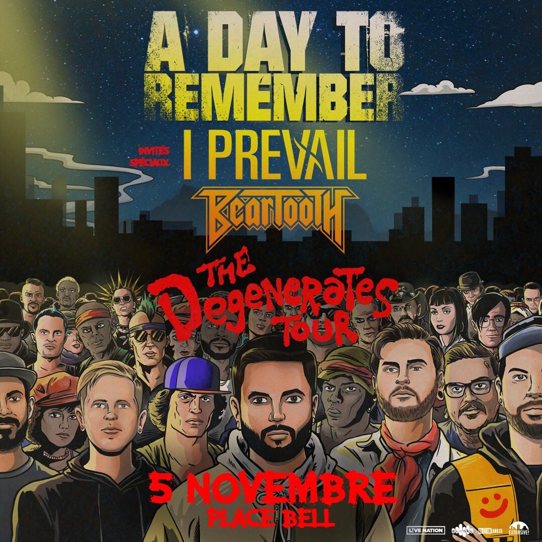 .<a href="/adtr/">A Day To Remember</a> will take over Place Bell on November 5th with <a href="/IPrevailBand/">I Prevail</a> and <a href="/BEARTOOTHband/">Beartooth</a>! Tickets go on sale this Friday at 10:00am.