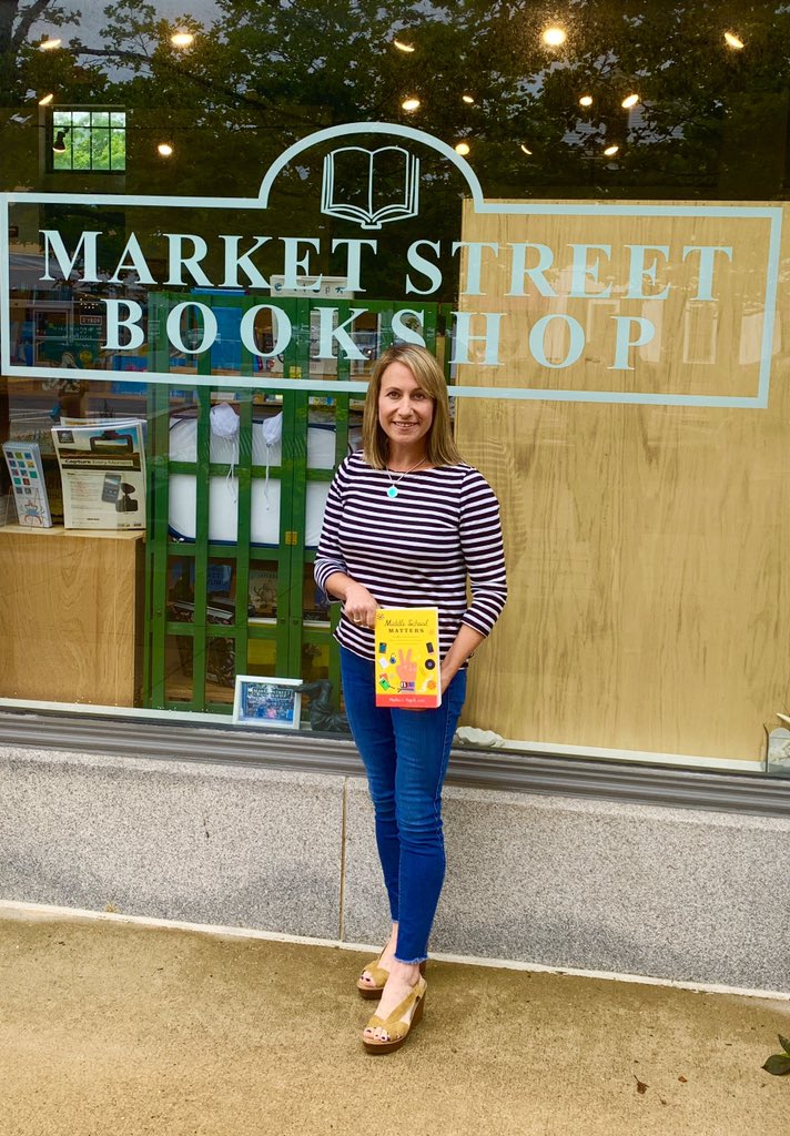 Pfagell's tweet photo. Okay, now I feel like I’ve marked the moment! I just took a field trip with my family to the independent Market Street Bookshop in Mashpee, Ma. to see “Middle School Matters” on the shelf &amp; buy my own copy 😀. https://t.co/isxBvMYPLq