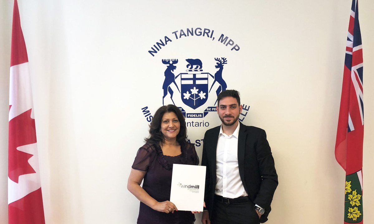 windmillcanada's tweet photo. Thank you to MPP @ninatangri for meeting with the Windmill team to discuss reaching more newcomers in the constituency of #Mississauga #Streetsville. We are proud to have already supported 21 skilled immigrants and newcomers in Streetsville and look forward to helping many more. https://t.co/pAKqEesqqc