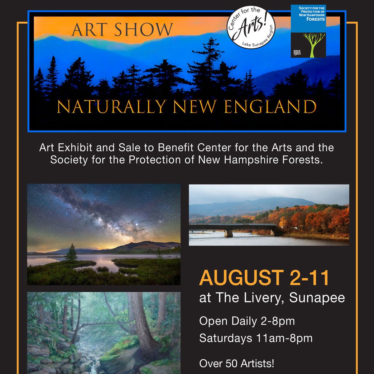 At The Livery, Sunapee Harbor, This Week Only! 
50 Fine Artists! centerfortheartsnh.org for more info