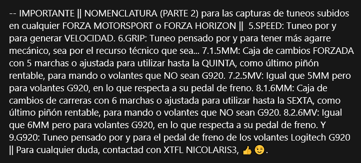 NICOLARIS_3's tweet photo. — Publicación en el club XBOXERS TFL de #XboxLive || IMPORTANTE: NOMENCLATURA para los tuneos #XTFL o las capturas de los mismos subidos en cualquier @ForzaMotorsport o #ForzaHorizon , 👍😉|| #XboxOne https://t.co/90qT87BldK