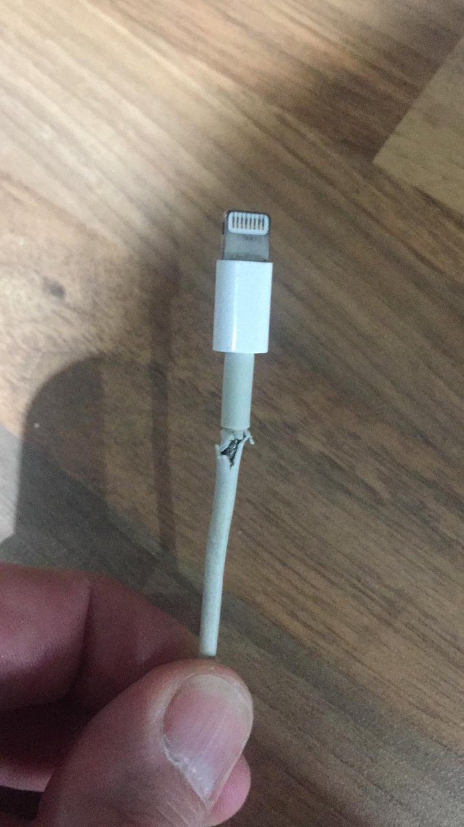 DubFireBrigade's tweet photo. If you use a charging cable in this condition in your home, make sure your smoke alarms are working. #TestItTuesday https://t.co/XM1kIh99Gu